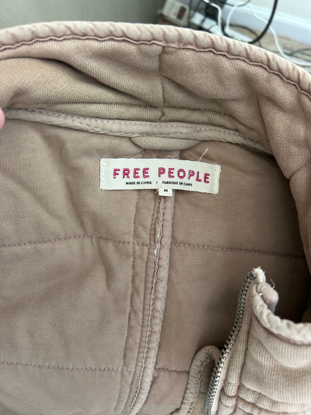 Free People Quilted Diamond, Dolman Knit Jacket in Tan - Picture 8 of 9